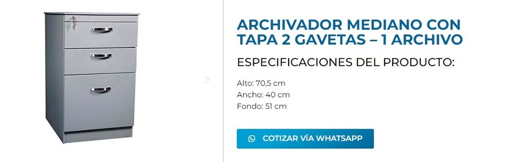 ARCHIVADOR METALICO MEDIANO CON TAPA 2 GAVETAS - 1 ARCHIVO