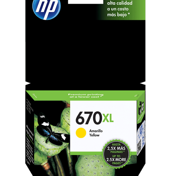 Cartucho de tinta HP Original 670xl Amarillo