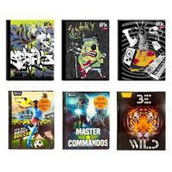 CUADERNO RAYADO MEDIANO 100 HJ / ECONOMICO MOTIVOS MASCULINOS