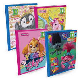 Cuaderno Cosido, pasta dura, mediano, DOBLE LÍNEA (de 24.8 x 19 cm)/ Motivos para niña 100HJ PRIMAVERA